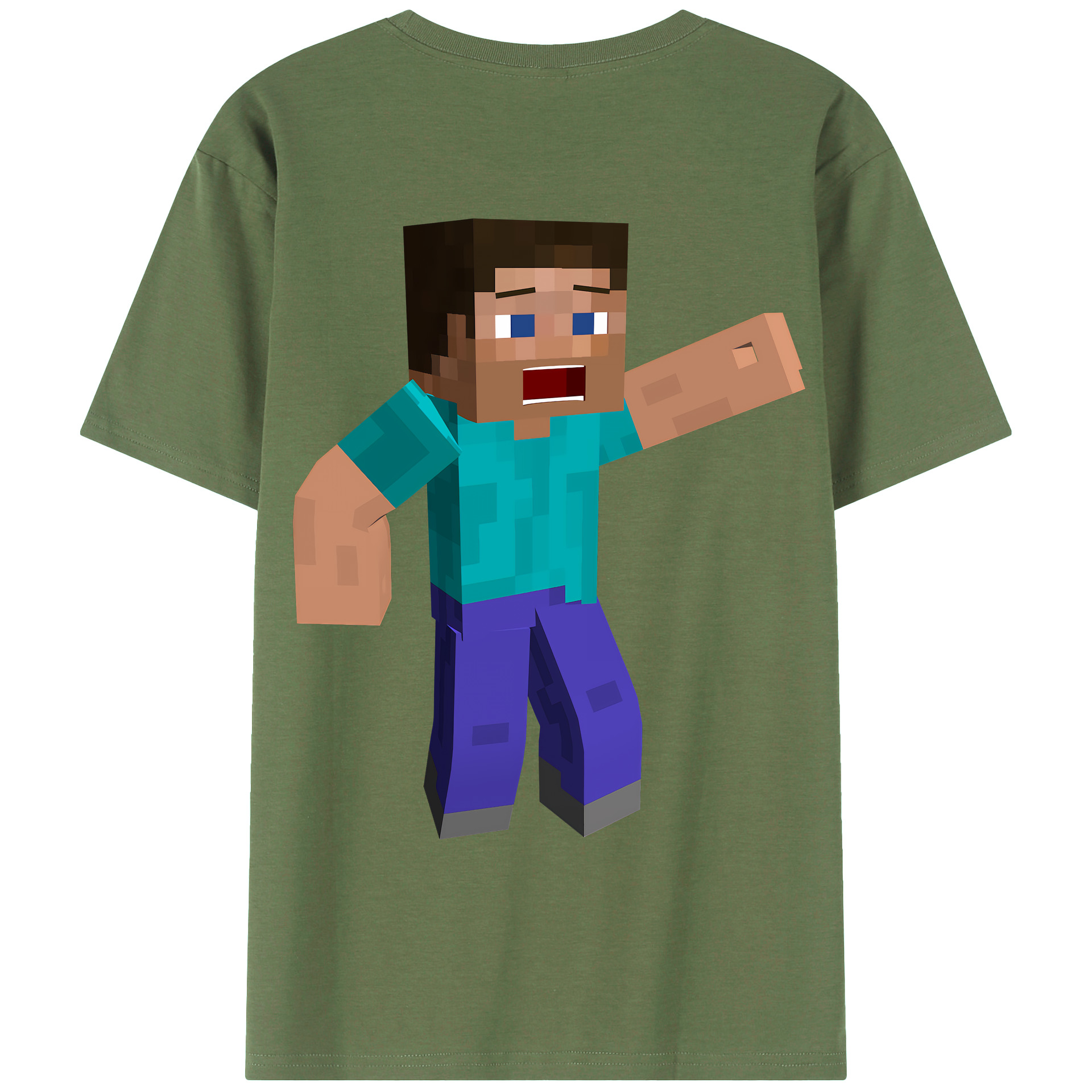 （画像用） マインクラフト ブロックの世界 Minecraft MC Block world 綿100％ メンズ半袖Tシャツ（バックプリント） 通気性